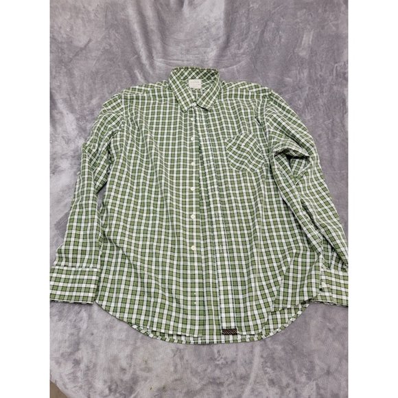 Billy Reid Shirt Mens XXL‎ 2XL Long Sleeve Button Up Standard Cut Plaid Green - Picture 1 of 7